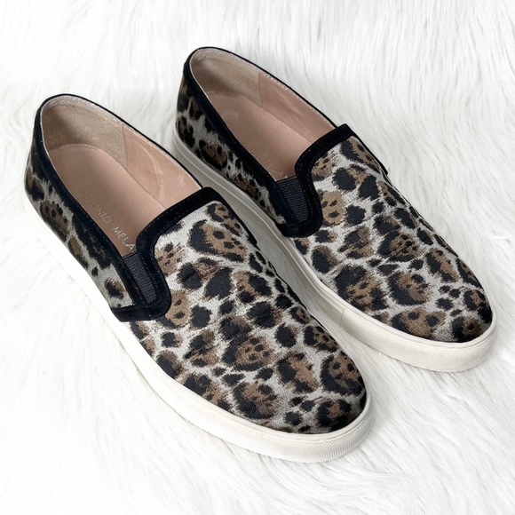ANTONIO MELANI Shoes - Antonio Melani Metallic Leopard Silver Black Brown Low Top Slip On Sneakers